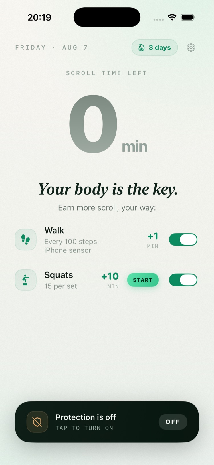 Balance at zero: your guarded apps are locked